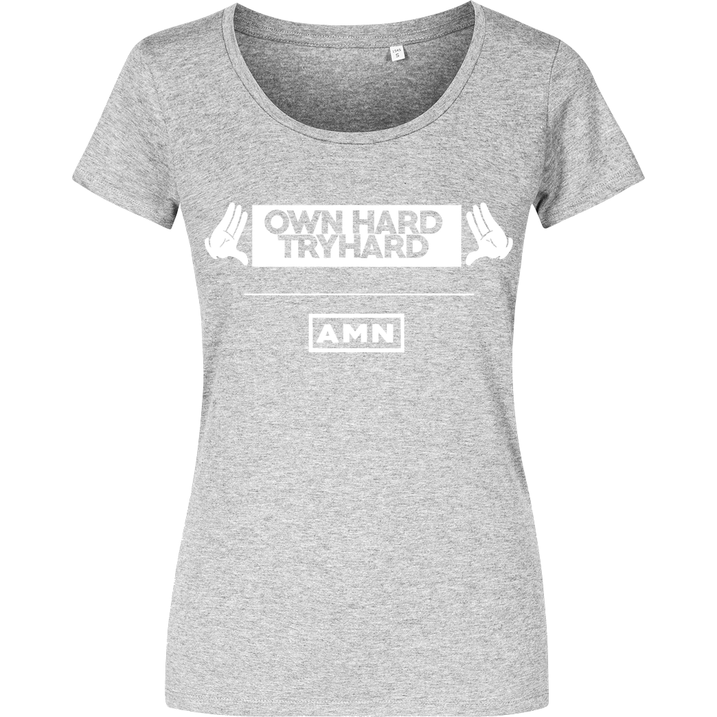 AMN-Shirts.com AMN-Shirts - Own Hard T-Shirt Damenshirt heather grey