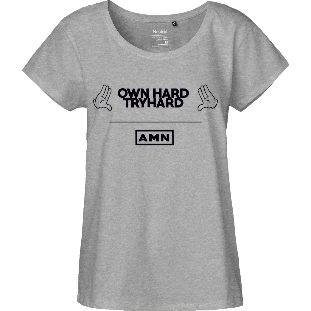 AMN-Shirts.com AMN-Shirts - Own Hard T-Shirt Fairtrade Loose Fit Girlie - heather grey