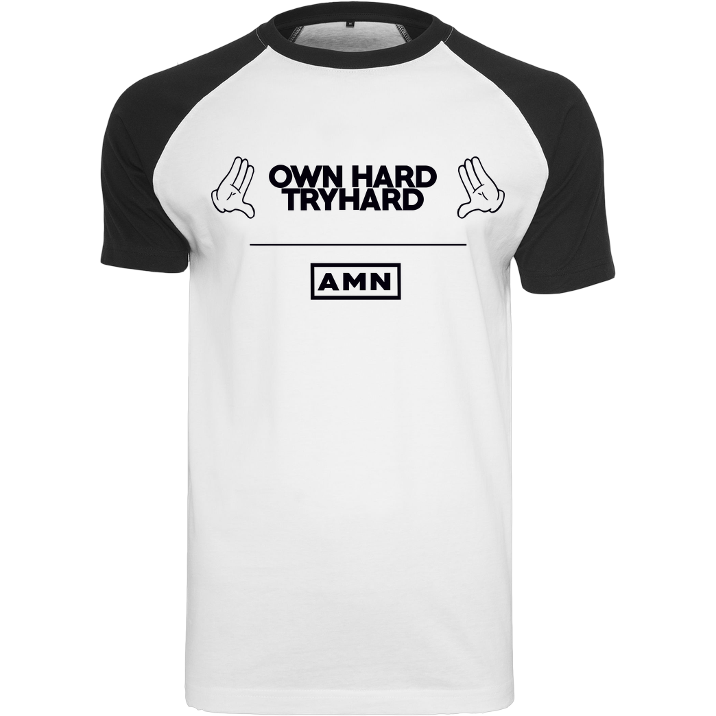 AMN-Shirts.com AMN-Shirts - Own Hard T-Shirt Raglan-Shirt weiß