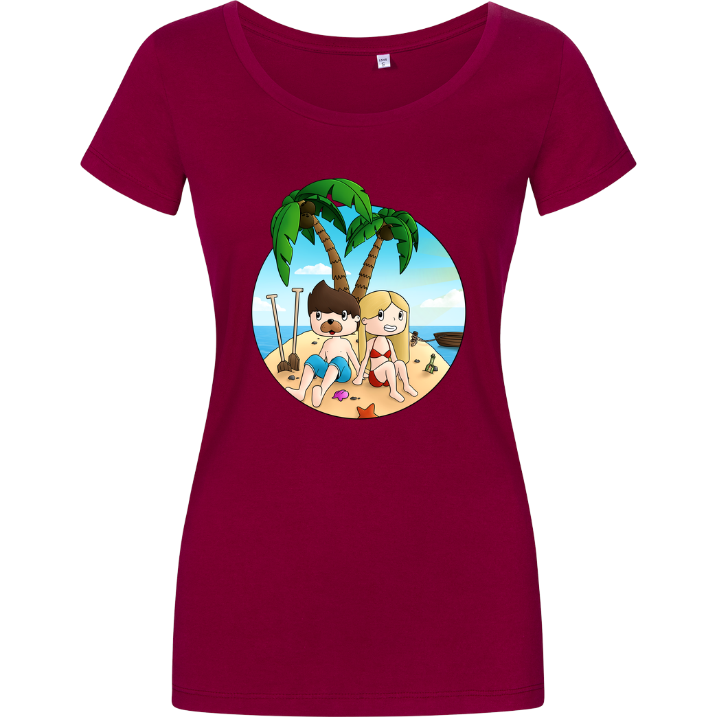 EpicStun EpicStun - Insel T-Shirt Damenshirt berry