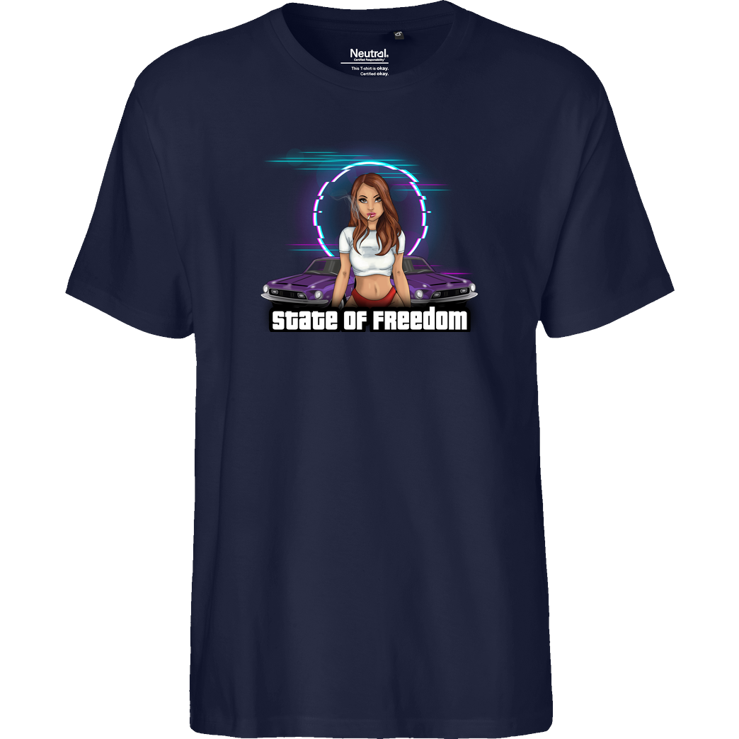 Freasy Freasy - State of Freedom T-Shirt Fairtrade T-Shirt - navy