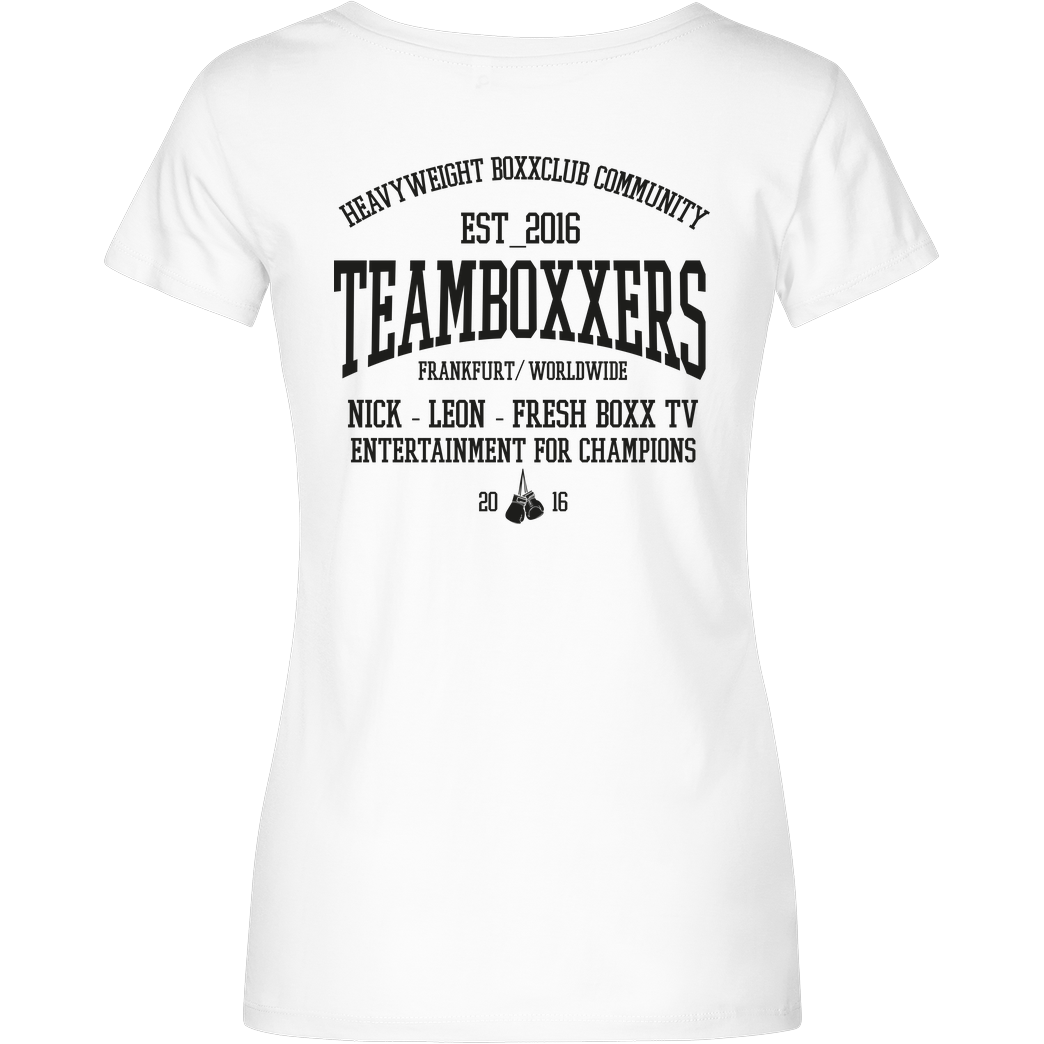 FRESHBOXXTV Fresh Boxx TV - Teamboxxers T-Shirt Damenshirt weiss