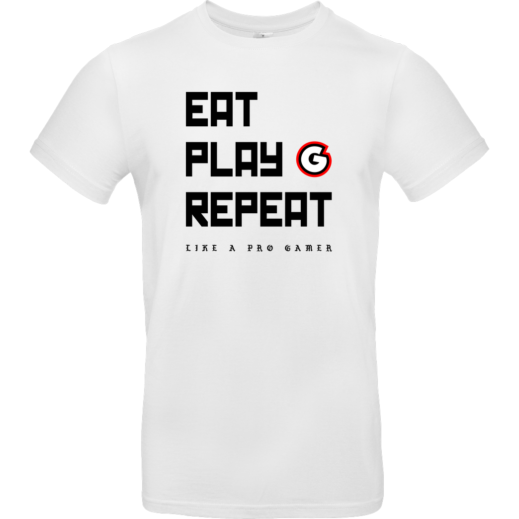 Geezy Geezy - Eat Play Repeat T-Shirt B&C EXACT 190 - Weiß