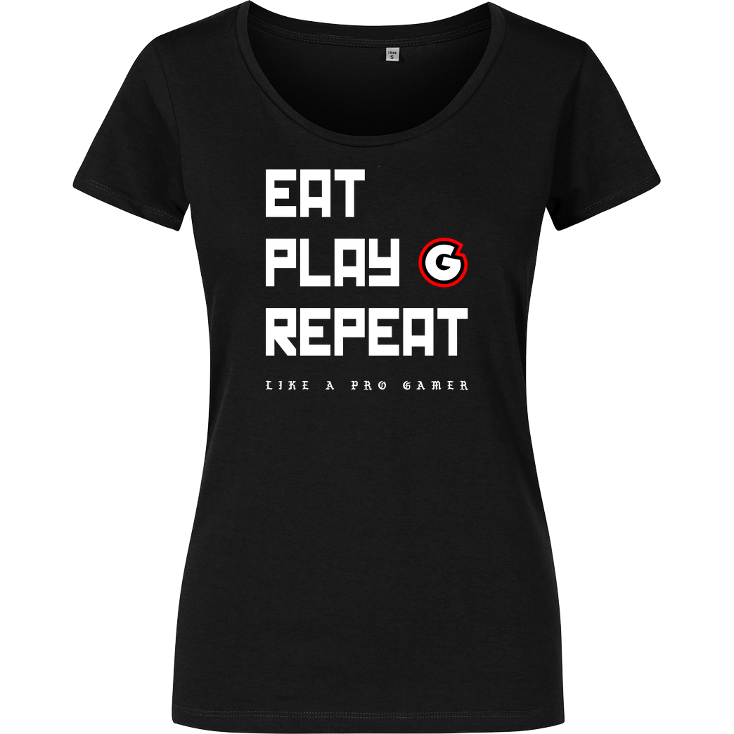 Geezy Geezy - Eat Play Repeat T-Shirt Damenshirt schwarz