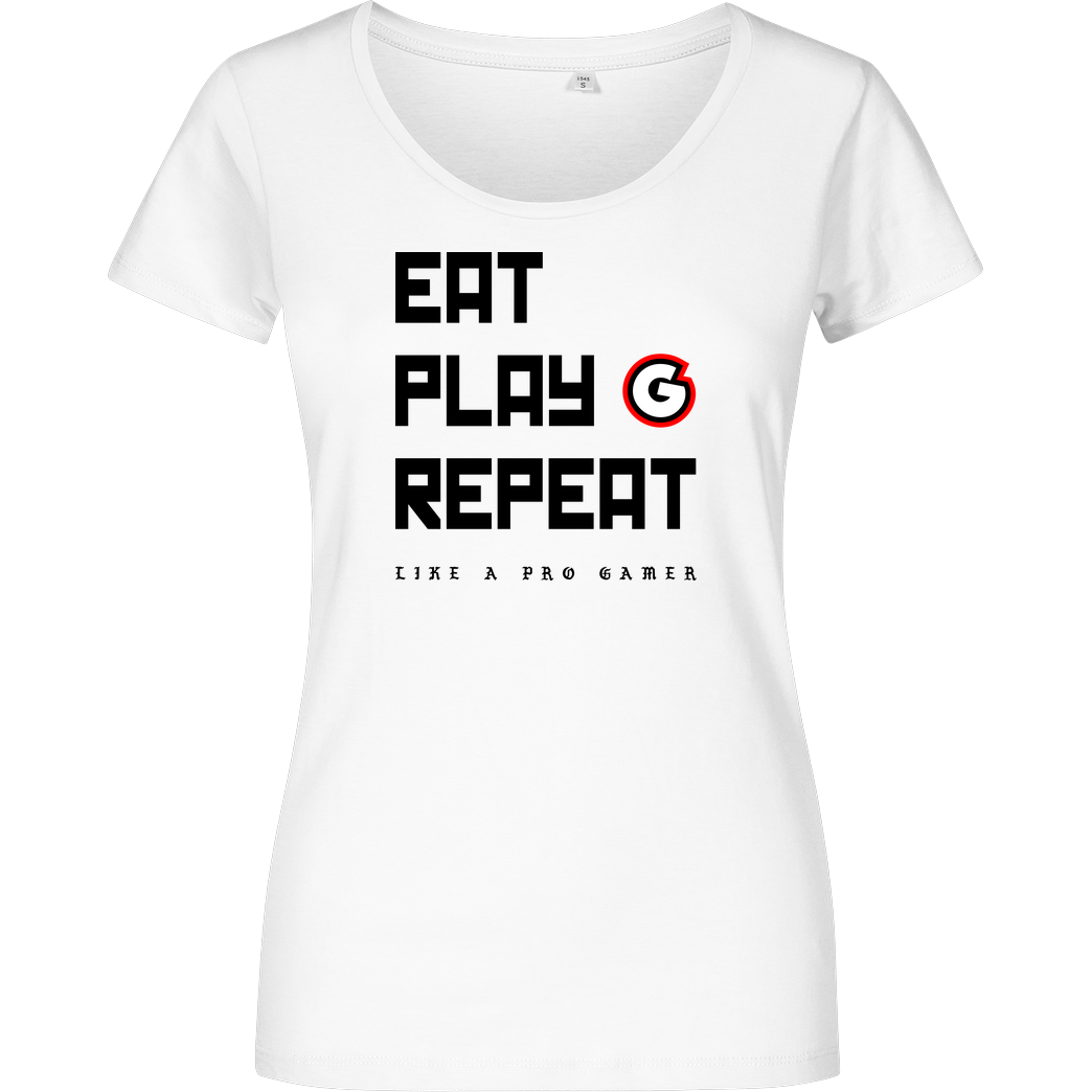 Geezy Geezy - Eat Play Repeat T-Shirt Damenshirt weiss