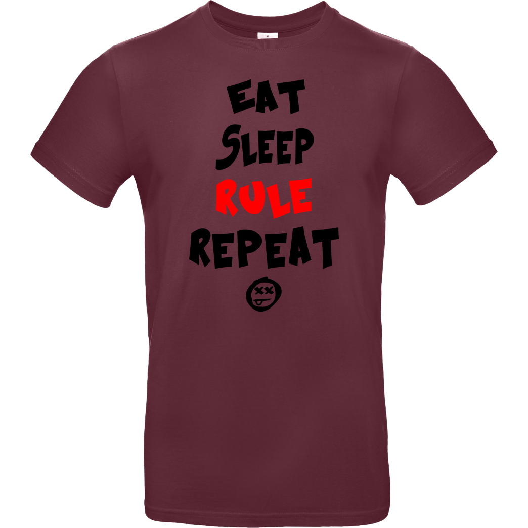 hallodri Hallodri - Eat Sleep Rule Repeat T-Shirt B&C EXACT 190 - Bordeaux