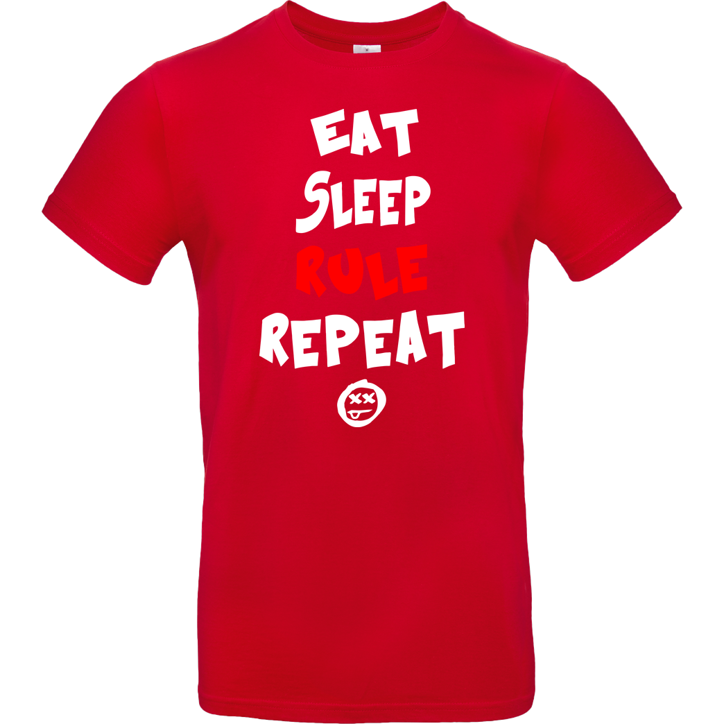 hallodri Hallodri - Eat Sleep Rule Repeat T-Shirt B&C EXACT 190 - Rot