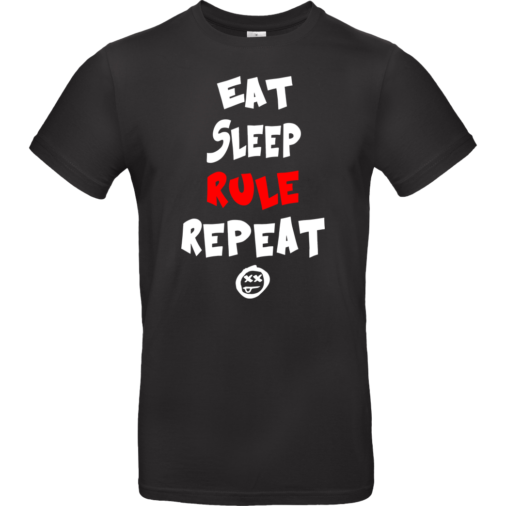 hallodri Hallodri - Eat Sleep Rule Repeat T-Shirt B&C EXACT 190 - Schwarz