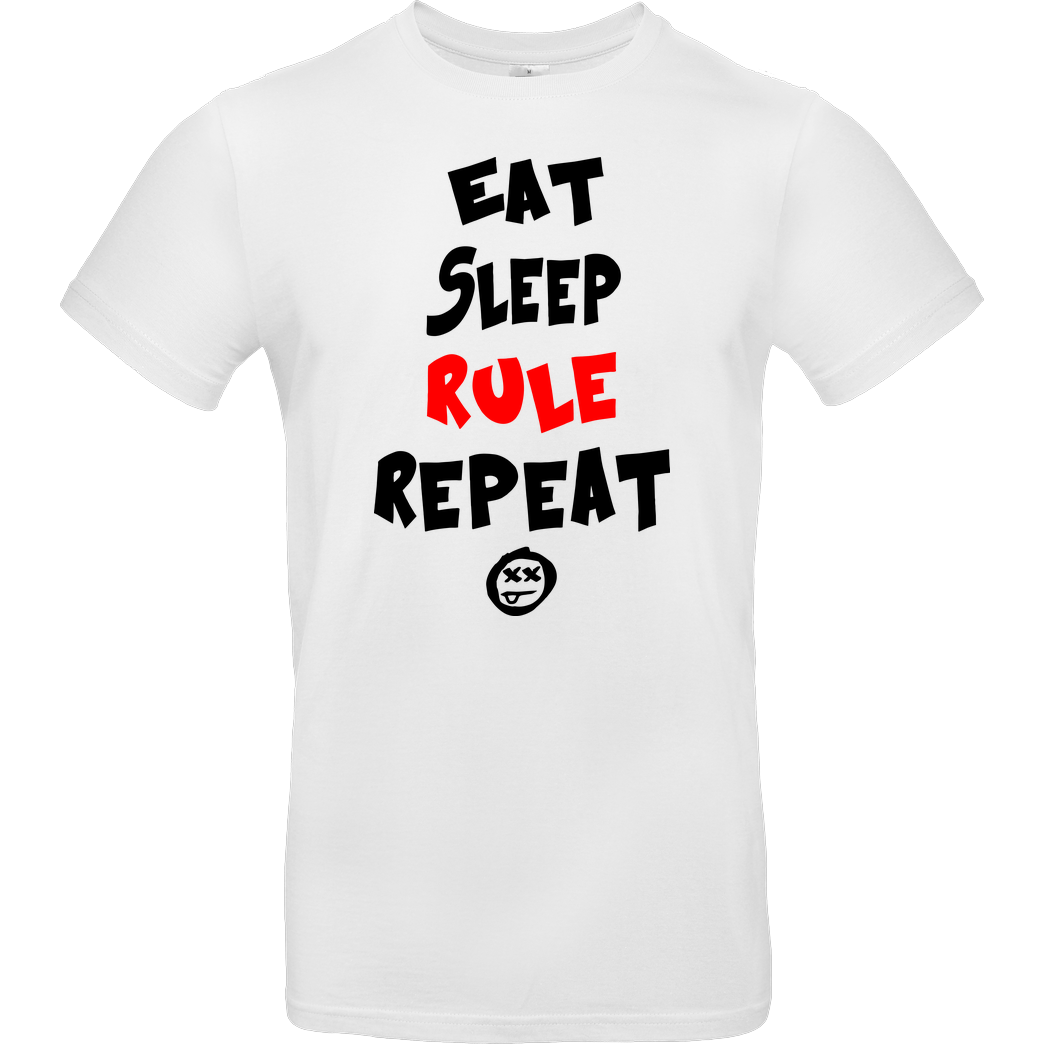 hallodri Hallodri - Eat Sleep Rule Repeat T-Shirt B&C EXACT 190 - Weiß