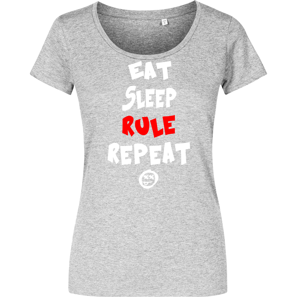 hallodri Hallodri - Eat Sleep Rule Repeat T-Shirt Damenshirt heather grey