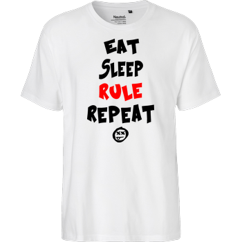 Hallodri - Eat Sleep Rule Repeat Fairtrade T-Shirt - weiß
