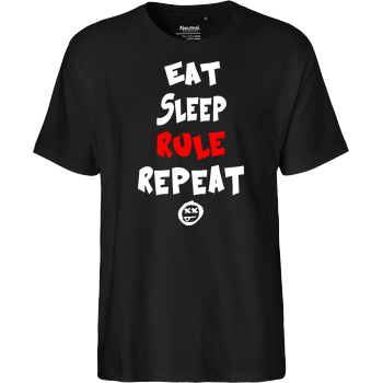 Hallodri - Eat Sleep Rule Repeat Fairtrade T-Shirt - schwarz