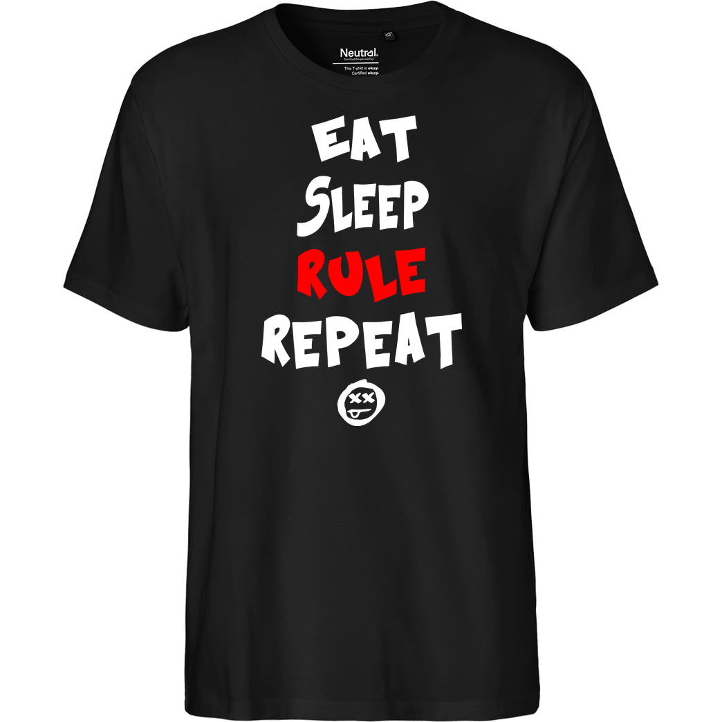 hallodri Hallodri - Eat Sleep Rule Repeat T-Shirt Fairtrade T-Shirt - schwarz