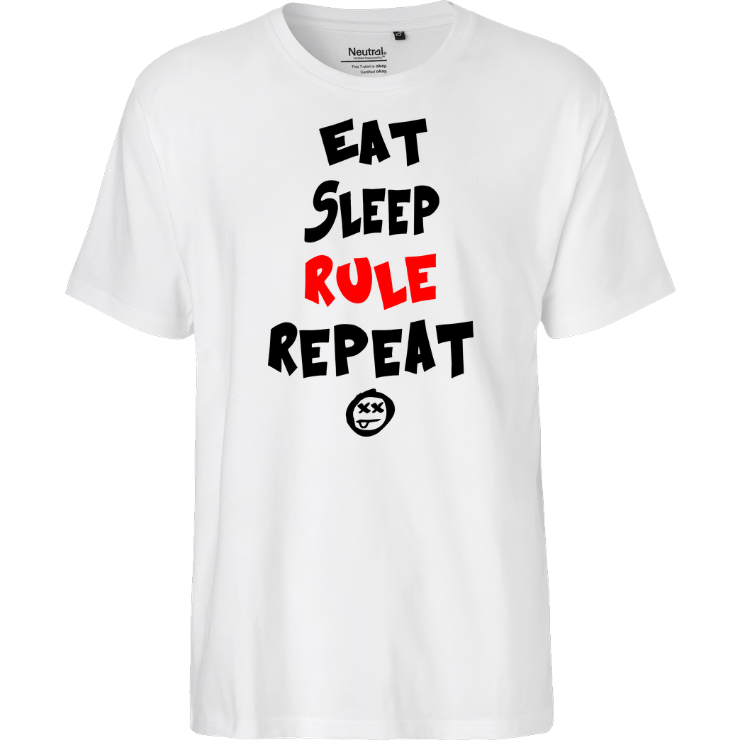hallodri Hallodri - Eat Sleep Rule Repeat T-Shirt Fairtrade T-Shirt - weiß