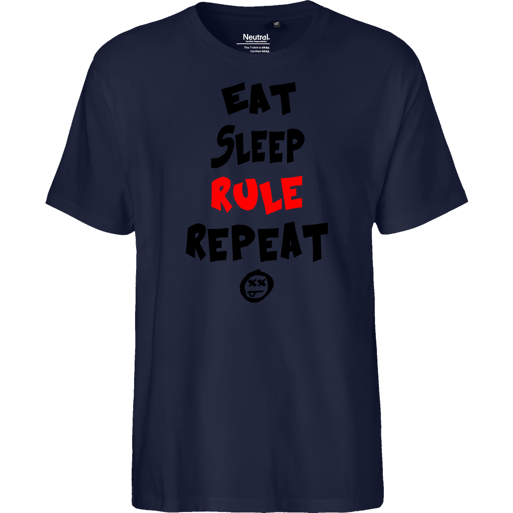 hallodri Hallodri - Eat Sleep Rule Repeat T-Shirt Fairtrade T-Shirt - navy