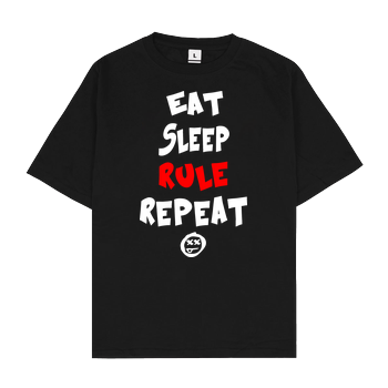 Hallodri - Eat Sleep Rule Repeat Oversize T-Shirt - Schwarz