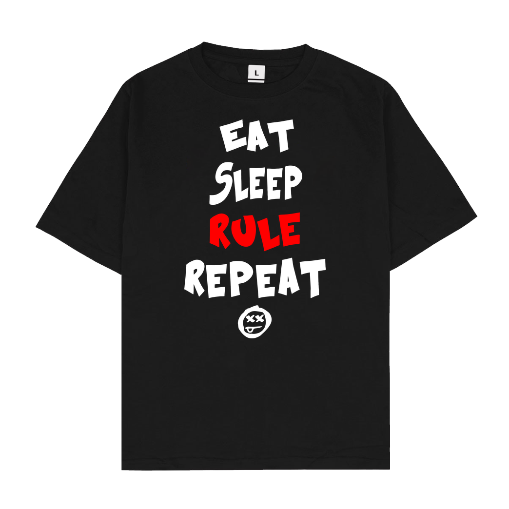 hallodri Hallodri - Eat Sleep Rule Repeat T-Shirt Oversize T-Shirt - Schwarz