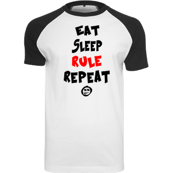 Hallodri - Eat Sleep Rule Repeat Raglan-Shirt weiß