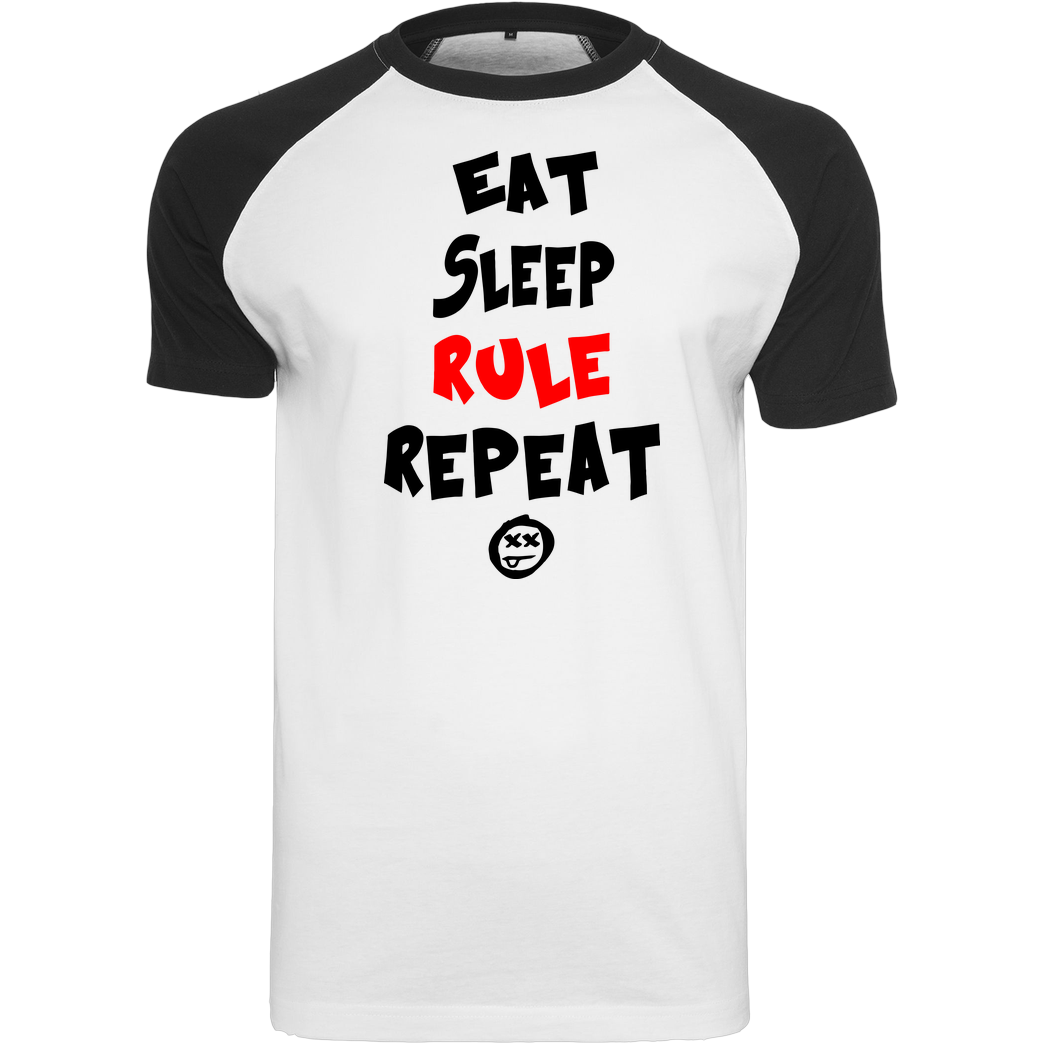 hallodri Hallodri - Eat Sleep Rule Repeat T-Shirt Raglan-Shirt weiß