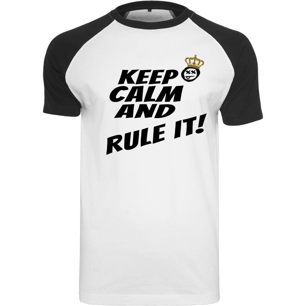 hallodri Hallodri - Keep Calm and Rule It! T-Shirt Raglan-Shirt weiß