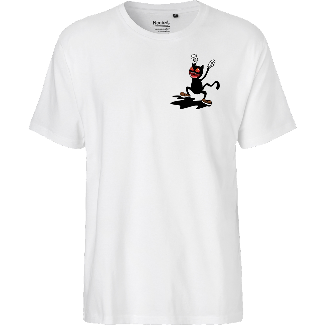 Kamberg TV Kamberg TV - Cartoon Cat Pocket T-Shirt Fairtrade T-Shirt - weiß