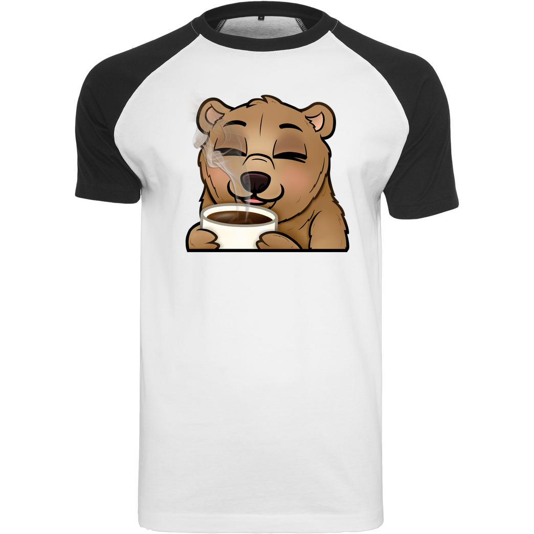 Powie Powie - Kaffee T-Shirt Raglan-Shirt weiß