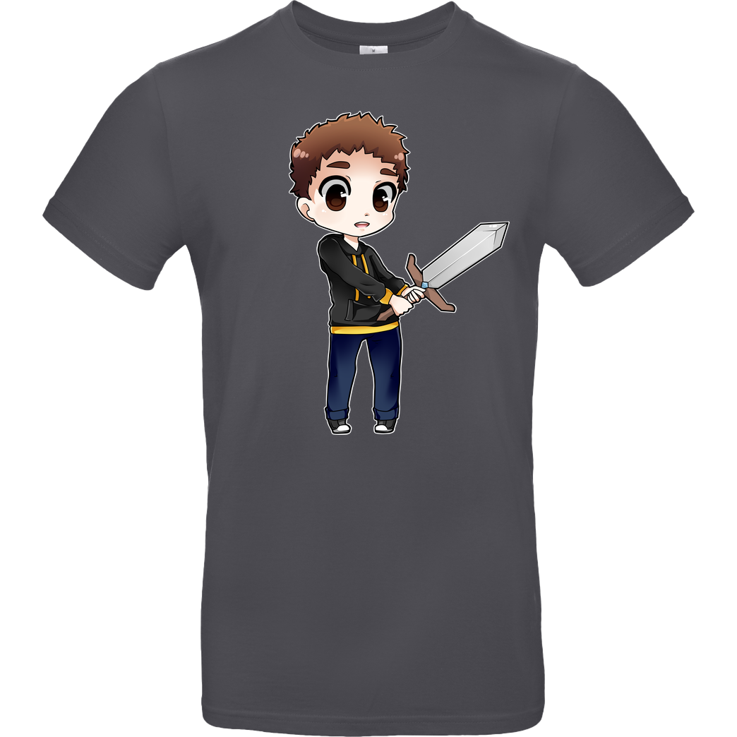 Poxari Poxari - Chibi mit Schwert T-Shirt B&C EXACT 190 - Dark Grey