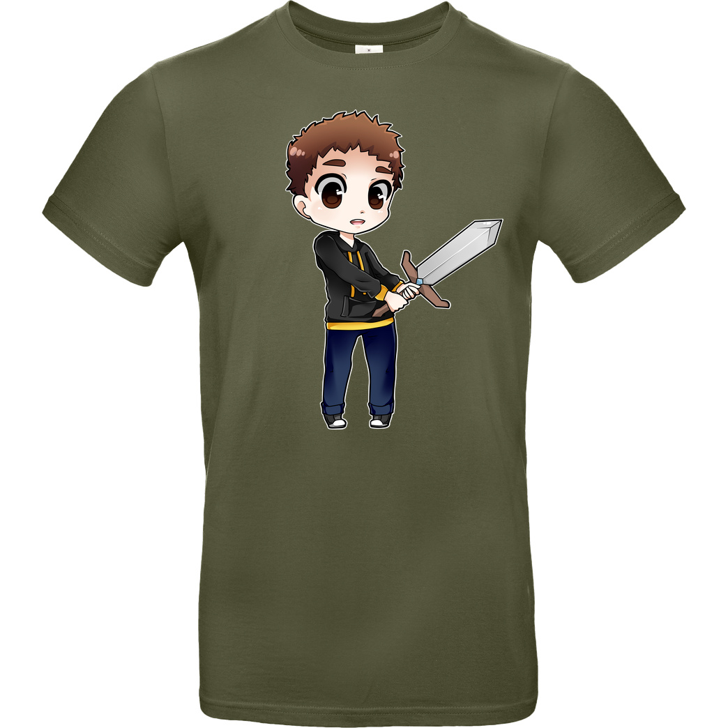 Poxari Poxari - Chibi mit Schwert T-Shirt B&C EXACT 190 - Khaki