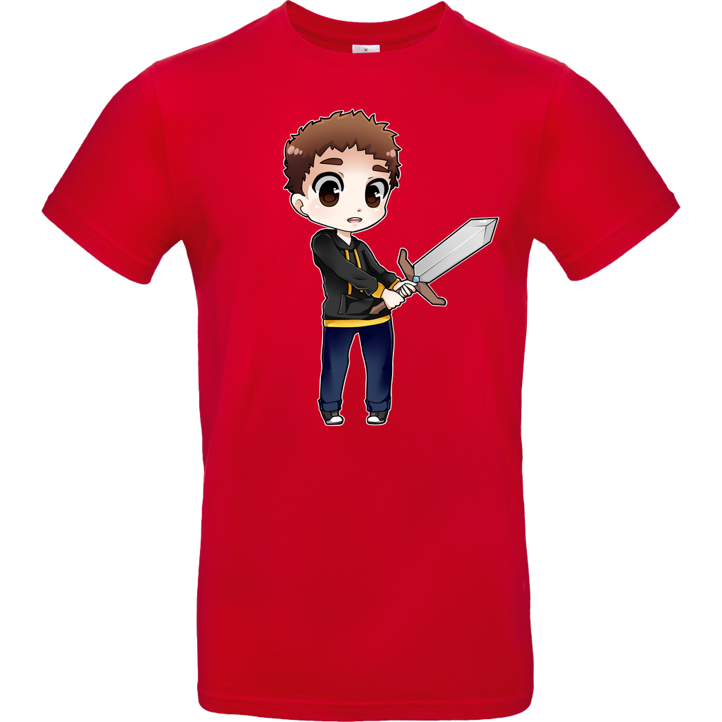 Poxari Poxari - Chibi mit Schwert T-Shirt B&C EXACT 190 - Rot