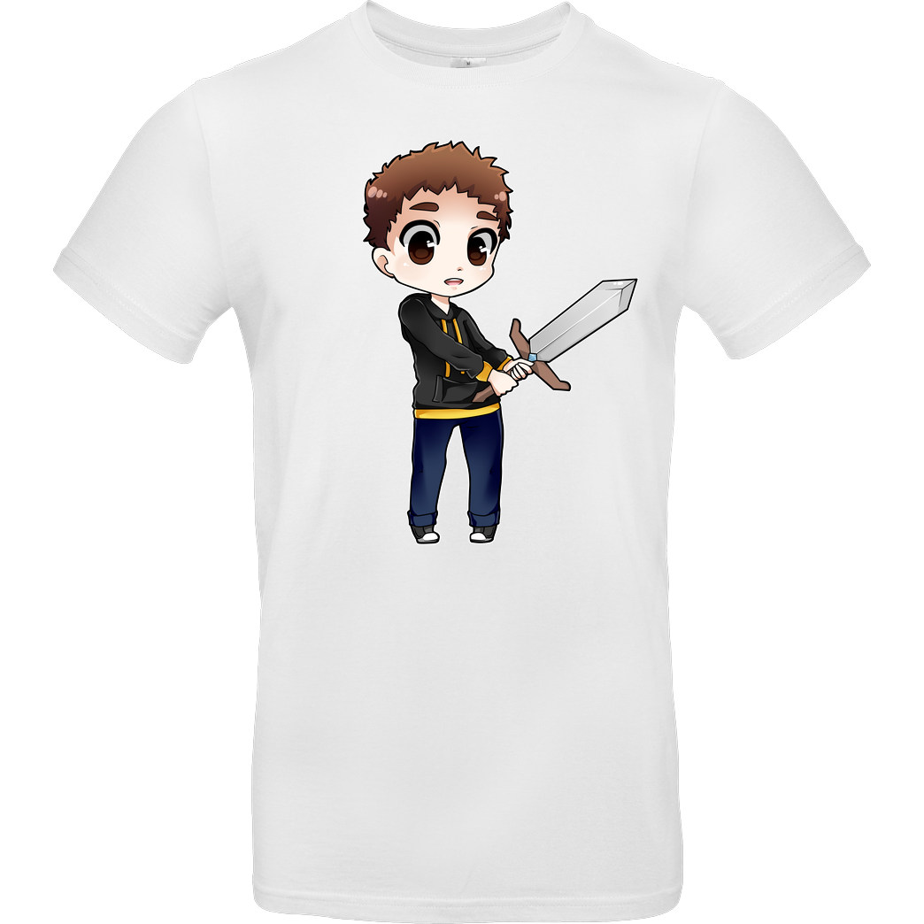 Poxari Poxari - Chibi mit Schwert T-Shirt B&C EXACT 190 - Weiß