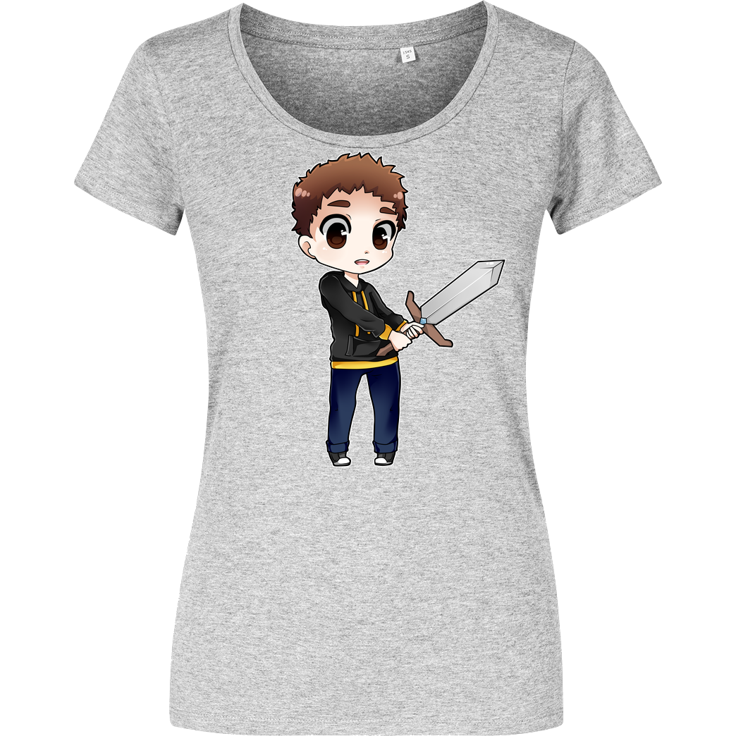 Poxari Poxari - Chibi mit Schwert T-Shirt Damenshirt heather grey