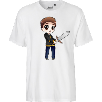 Poxari - Chibi mit Schwert Fairtrade T-Shirt - weiß