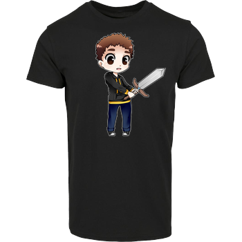 Poxari - Chibi mit Schwert Hausmarke T-Shirt  - Schwarz