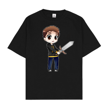 Poxari - Chibi mit Schwert Oversize T-Shirt - Schwarz