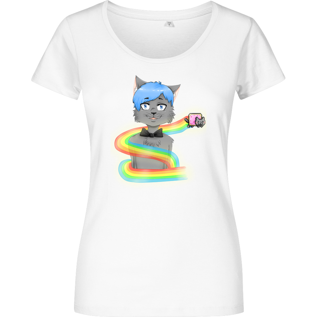 Selbstgespräch Selbstgespräch - Nyan T-Shirt Damenshirt weiss