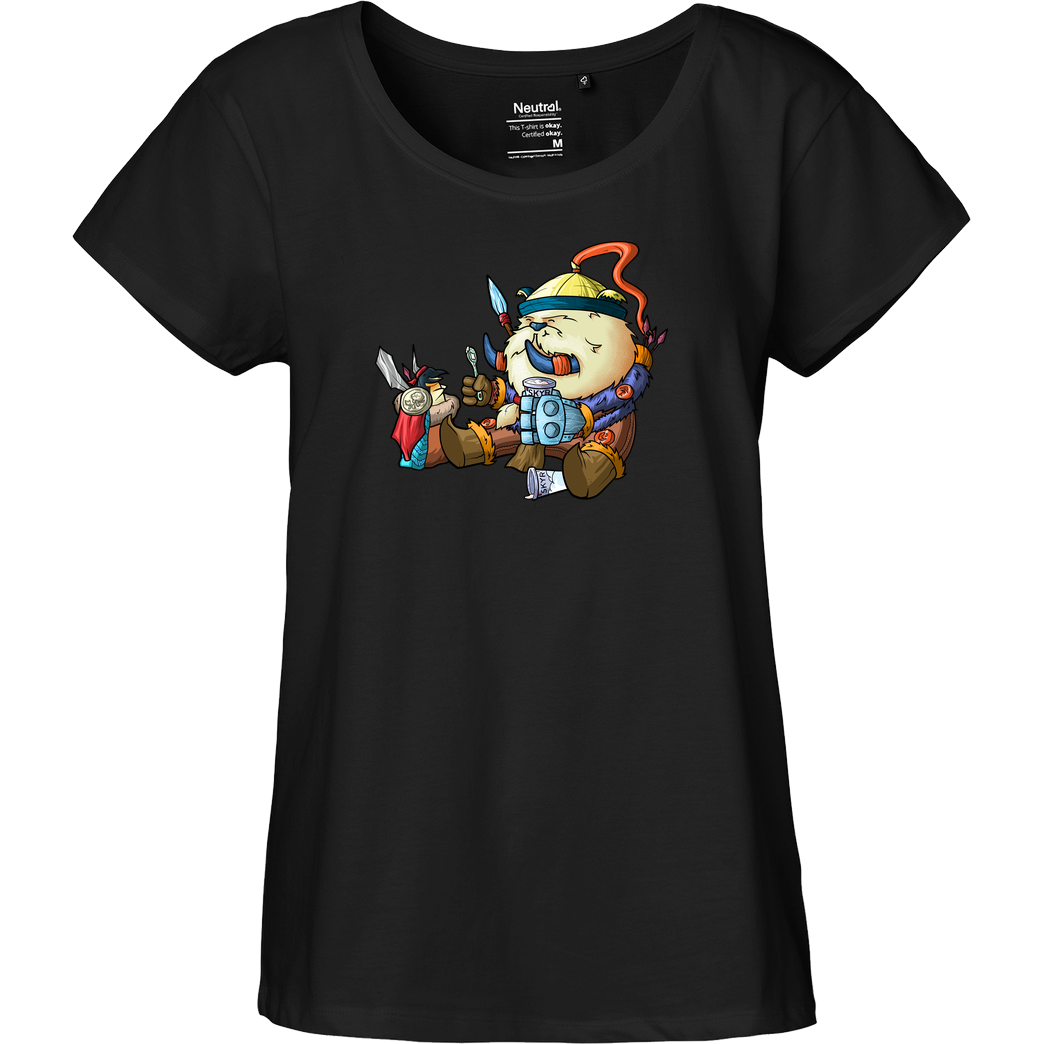 shokzTV shokzTV - Tusk with penguin T-shirt T-Shirt Fairtrade Loose Fit Girlie - schwarz
