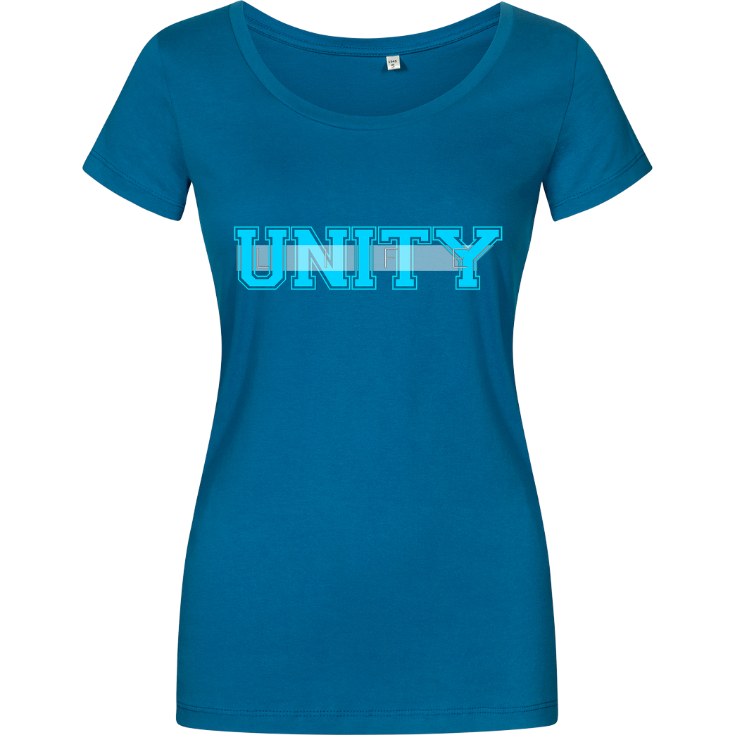 ScriptOase Unity-Life - College Logo T-Shirt Damenshirt petrol