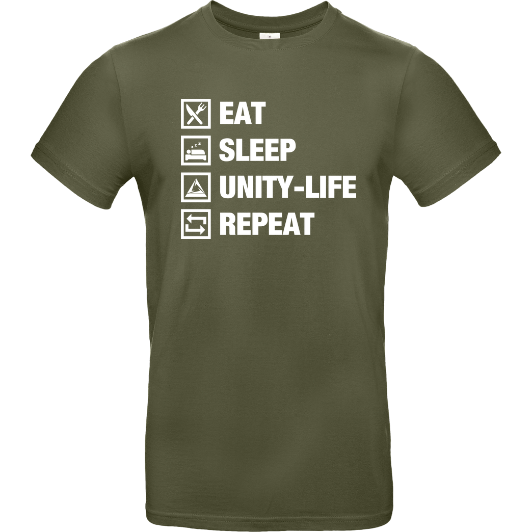 ScriptOase Unity-Life - Eat, Sleep, Repeat T-Shirt B&C EXACT 190 - Khaki