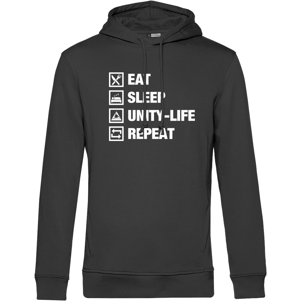 ScriptOase Unity-Life - Eat, Sleep, Repeat Sweatshirt B&C HOODED INSPIRE - schwarz