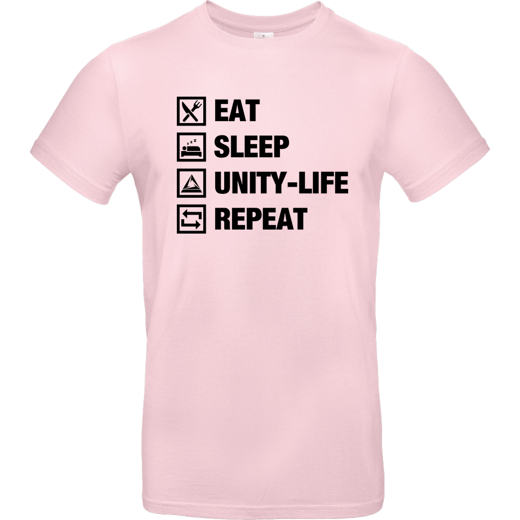 ScriptOase Unity-Life - Eat, Sleep, Repeat T-Shirt B&C EXACT 190 - Rosa