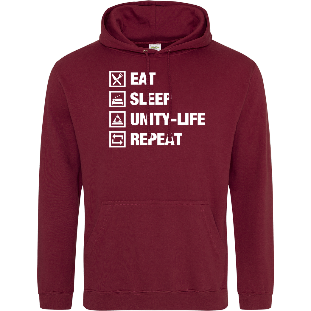 ScriptOase Unity-Life - Eat, Sleep, Repeat Sweatshirt JH Hoodie - Bordeaux