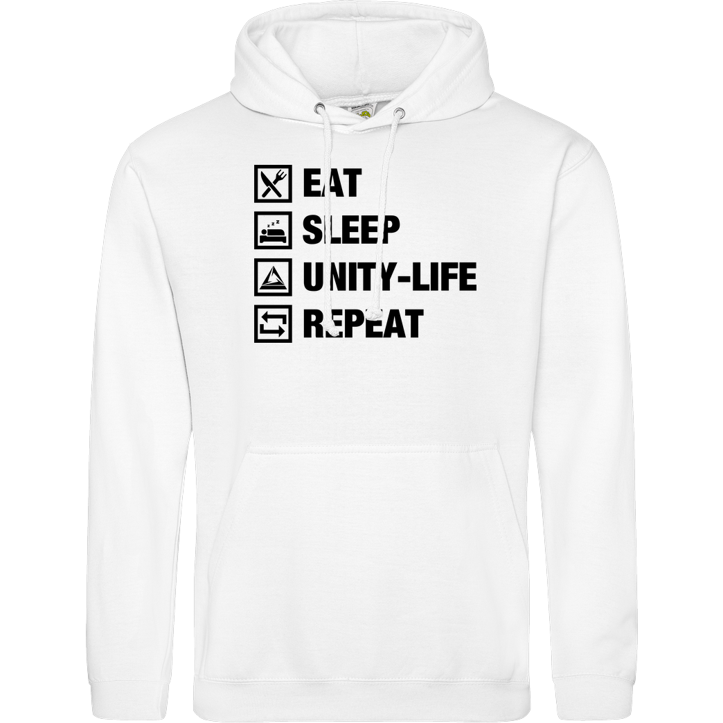 ScriptOase Unity-Life - Eat, Sleep, Repeat Sweatshirt JH Hoodie - Weiß