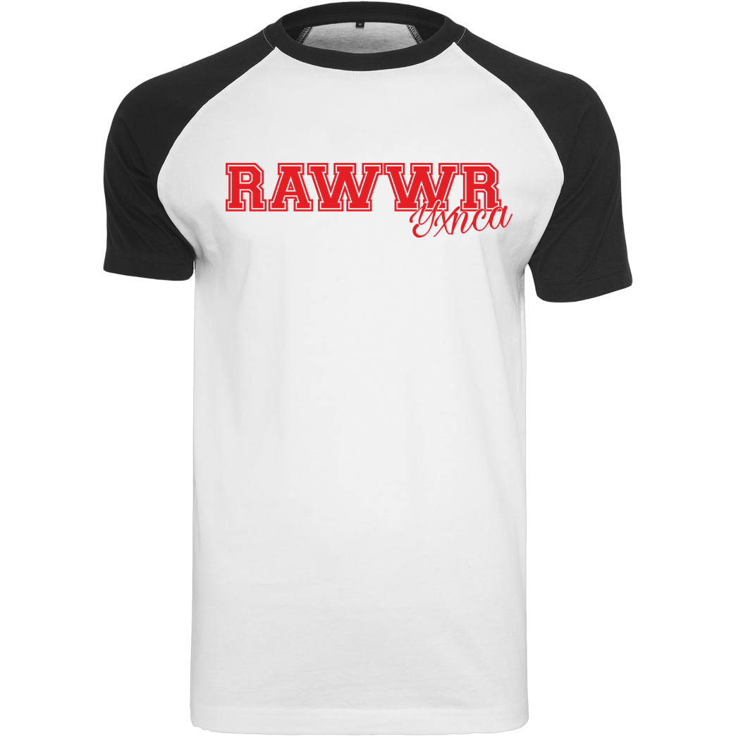 Yxnca Yxnca - RAWWR T-Shirt Raglan-Shirt weiß