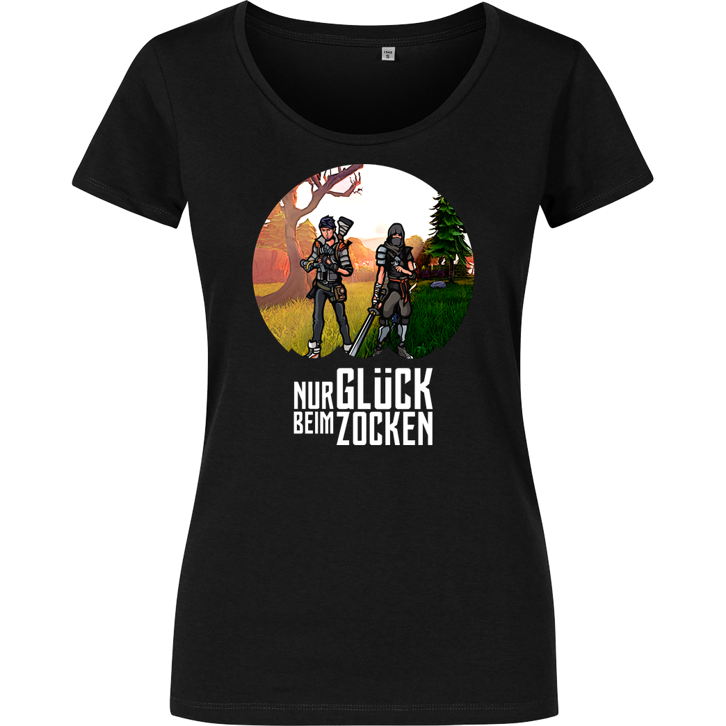 Die Buddies zocken 2EpicBuddies - Nur Glück beim Zocken big T-Shirt Girlshirt schwarz
