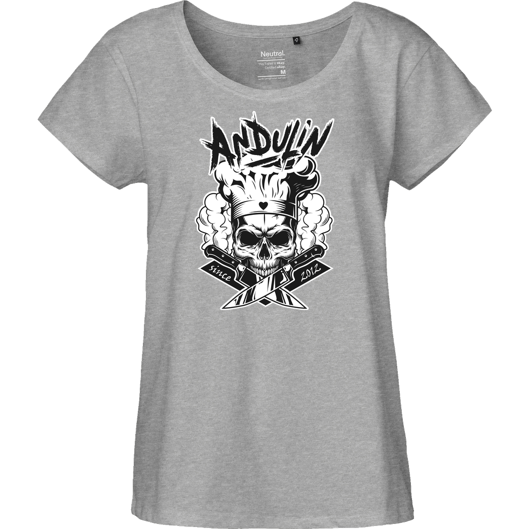 AndulinTv AndulinTV - Andu Skull T-Shirt Fairtrade Loose Fit Girlie - heather grey
