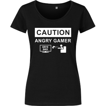 Caution! Angry Gamer Girlshirt schwarz