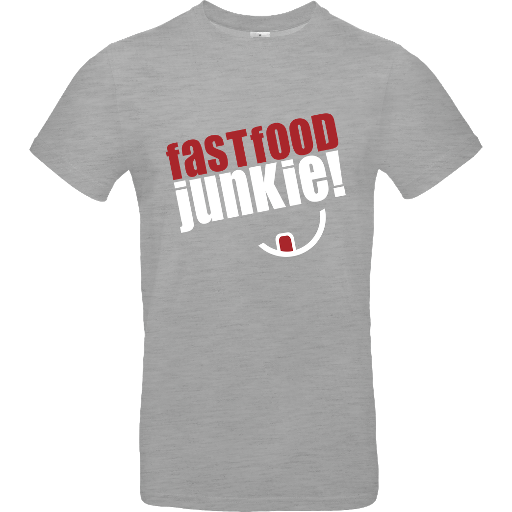Ehrliches Essen Ehrliches Essen - Fast Food Junkie weiss T-Shirt B&C EXACT 190 - heather grey