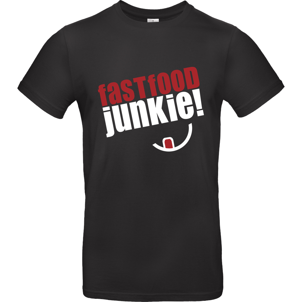 Ehrliches Essen Ehrliches Essen - Fast Food Junkie weiss T-Shirt B&C EXACT 190 - Black