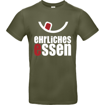 Ehrliches Essen - Logo weiss B&C EXACT 190 - Khaki