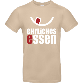 Ehrliches Essen - Logo weiss B&C EXACT 190 - Sand